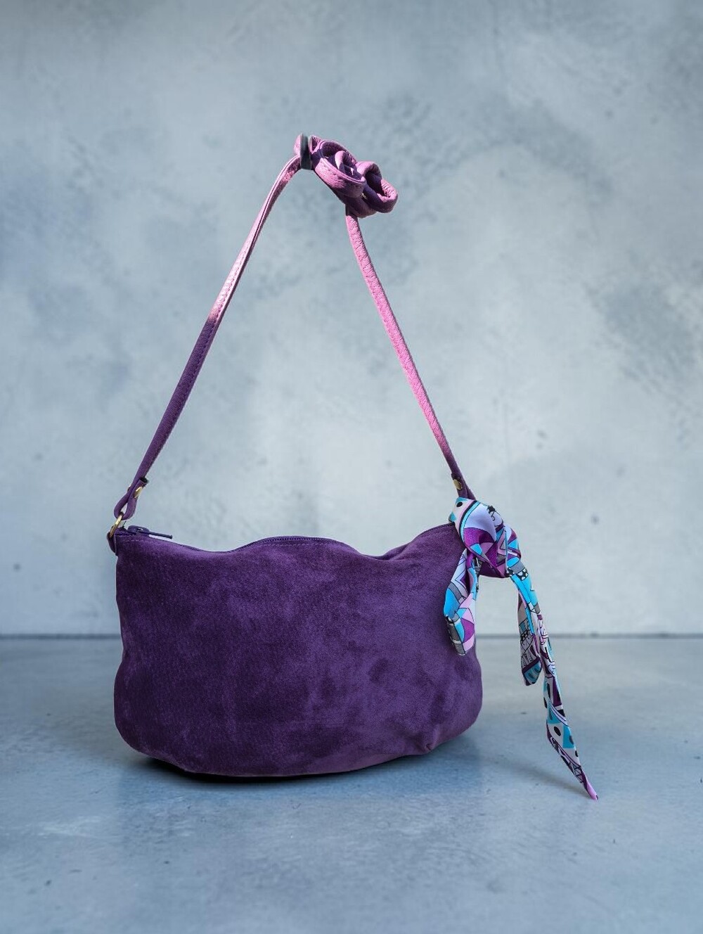 Vintage Suede Crossbody Bag
